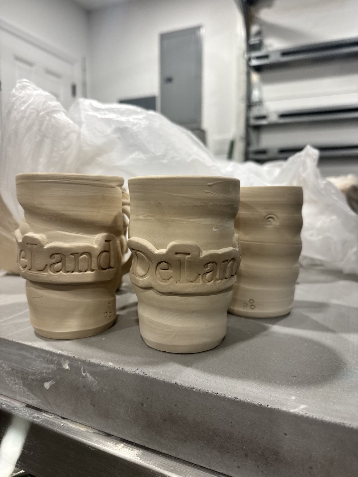 DeLand pottery pieces in progress before firing